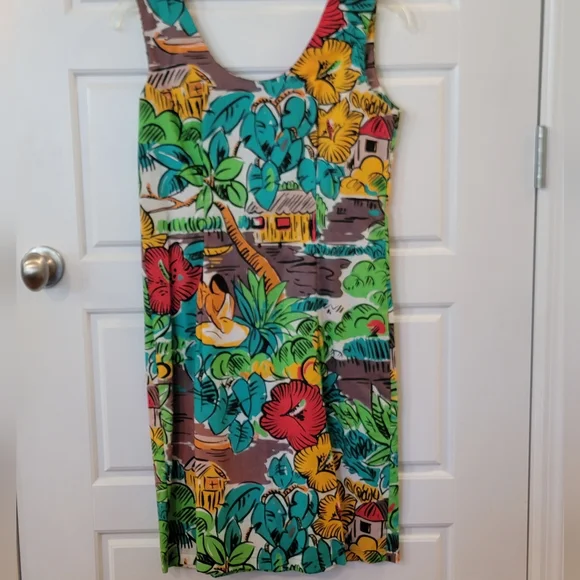 VTG Hula Moon by Jams World Novelty Print Cotton Shift Dress - Rare Cut 001 - Picture 8 of 15